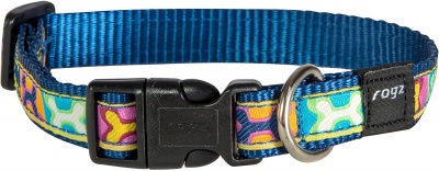 Rogz Scooter Pop Art Blue Dog Collar Size Medium (26-40cm) RRP 5.99 CLEARANCE XL 3.99